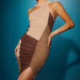 Dame - Grøn - Mesh Kjoler Shein Colorblock Panel Asymmetric Dress