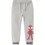 Aftagelig hætte - Spiderman Børnetøj Name It Grey Melange Detlef Spidey Sweatpants-110