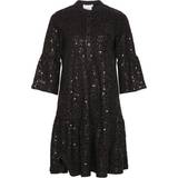 Paillet - Sort - Trykknapper Tøj Noella Verona Short Dress - Black