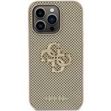 Guess Guld Mobiletuier Guess iPhone 15 Pro Max Gæt Perforeret 4G Glitter Logo Cover Guld