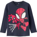 Aftagelig hætte - Spiderman Børnetøj Name It India Ink Domi Spidey Bluse-110