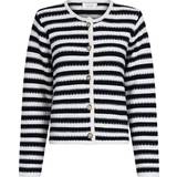 Dame - Stribede Trøjer Neo Noir Limone Stripe Knit Jacket - Navy/White