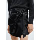Mango Skind Tøj Mango Faux Leather Buckle Mini Skirt, Black