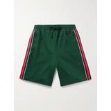 Gucci Bukser & Shorts Gucci Straight-Leg Striped Logo-Jacquard Tech-Jersey Drawstring Shorts Men Green