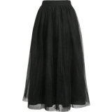 Lange nederdele - Sort Shein MOD Solid Mesh Overlay Skirt