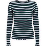 Liberté Natalia LS Round Neck Blouse - Dark Blue/Green/White Stripe