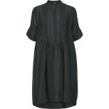 Grøn - Slim - Stribede Tøj Selected Oversized Satin Short Dress - Scarab