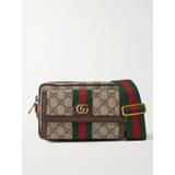 Gucci Ophidia Mini Leather-Trimmed Monogrammed Coated-Canvas Messenger Bag Men Neutrals