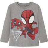 Aftagelig hætte - Spiderman Børnetøj Name It Langærmet Spiderman Bluse Domi Grey Melange