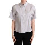 Dolce & Gabbana Dame Skjorter Dolce & Gabbana White Polka Dots Collared Blouse Shirt IT42