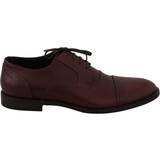 9 - Rød Lave sko Dolce & Gabbana Red Bordeaux Leather Derby Formal Shoes EU40/US7