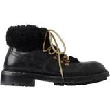 43 - Herre Snørestøvler Dolce & Gabbana Black Leather Bernini Shearling Boots Shoes EU43/US10
