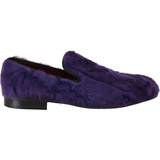Lilla Loafers Dolce & Gabbana Purple Sheep Fur Leather Loafers EU36/US5.5