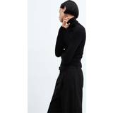Mango Uld Overdele Mango Fine-knit turtleneck sweater black Women Black