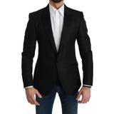 Dolce & Gabbana Uld Overdele Dolce & Gabbana Black Slim Fit Jacket MARTINI Blazer IT46