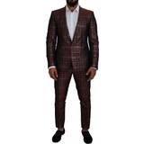 Rød - Uld Jakkesæt Dolce & Gabbana Bordeaux Silver GOLD Slim Fit Suit IT50