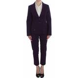 48 - Dame - Elastan/Lycra/Spandex Jakkesæt BENCIVENGA Purple Striped Stretch Coat Blazer Pants Suit IT48