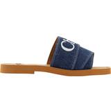 Chloé Sko Chloé Denim Blue Cotton Slides Woody Sandals EU37/US7
