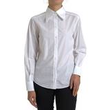 Dolce & Gabbana Bomuld Overdele Dolce & Gabbana White Cotton Collared Long Sleeves Shirt Top IT42