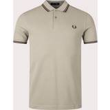 Fred Perry Grå Tøj Fred Perry Twin Tipped Polo Shirt Brown Mens