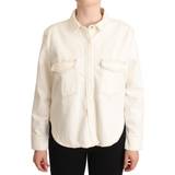 Levi's Dame Bluser Levi's White Cotton Collared Long Sleeves Button Down Polo Top IT44
