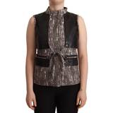 Skind Toppe Comeforbreakfast Brown Black Vest Leather Sleeveless Top Blouse IT40