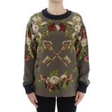 Blomstrede - Dame - Grøn Sweatere Dolce & Gabbana Green Key Floral Print Silk Sweater IT40