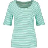 Gerry Weber Bomuld Tøj Gerry Weber Striped Cotton Top With Short Sleeves Green