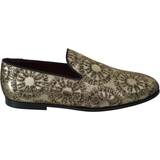 9 - Guld Lave sko Dolce & Gabbana Gold Jacquard Flats Mens Loafers Shoes EU42.5/US9.5