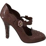 3,5 - 40 ½ Højhælede sko Dolce & Gabbana Brown Floral Crystal CINDERELLA Heels Shoes EU40/US9.5