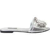 Dolce & Gabbana Badesandaler Dolce & Gabbana Silver Crystal Embellished Slides Flat Shoes EU36.5/US6