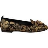 41 ½ - Dame Loafers Dolce & Gabbana Black Gold Amore Heart Loafers Flats Shoes EU35/US4.5