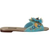 36 ½ - Blå Sandaler med hæl Dolce & Gabbana Blue Crystal Exotic Leather Blue Crystal Sandals EU37/US6.5