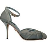 Dolce & Gabbana Hjemmesko & Sandaler Dolce & Gabbana Blue Mesh Ankle Strap Heels Sandals Shoes EU39/US8.5