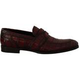 43 - Rød Lave sko Dolce & Gabbana Bordeaux Exotic Leather Dress Derby Shoes EU43.5/US10.5