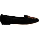 Lak - Slip-on Sko Dolce & Gabbana Black DG Sacred Heart Patch Slip On Flat Shoes EU35/US4.5
