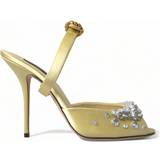 40 ½ - Satin Hjemmesko & Sandaler Dolce & Gabbana Yellow Satin Crystal Mary Janes Sandals EU39/US8.5
