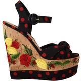 Multifarvet Sandaler med hæl Dolce & Gabbana Multicolor Platform Wedges Sandals Charmeuse Shoes EU37/US6.5
