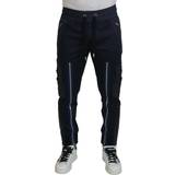 Dolce & Gabbana Herre Bukser Dolce & Gabbana Dark Blue Cotton Zipper Jogger Pants IT48