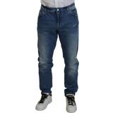 3XL - Herre Jeans Dolce & Gabbana Blue Washed Skinny Cotton Denim Jeans IT60