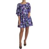 Bomuld - One Size Kjoler Dolce & Gabbana Purple Anemone Stretch Cotton A-line Dress IT44
