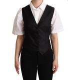 Dame - Silke Veste Dolce & Gabbana Black Silk Sleeveless Waistcoat Vest IT38