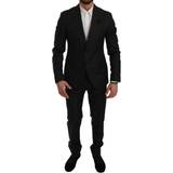 42 - Sort Jakkesæt Dolce & Gabbana Black Crystal Bee Slim Fit Piece Suit IT46