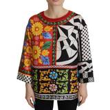 Blomstrede - XXS Overdele Dolce & Gabbana Multicolor Printed Baroque Loose Long Sleeve IT38