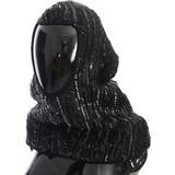 Dolce & Gabbana Uld Halstørklæde & Sjal Dolce & Gabbana Black Knitted Sequin Hood Scarf Hat