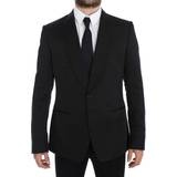 Herre - Silke Tøj Dolce & Gabbana Black Silk Slim One Button Blazer IT52
