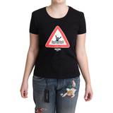Moschino Dame Tøj Moschino Black Cotton Swim Graphic Triangle Print T-shirt IT46