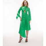 Topshop Dame - Grøn Kjoler Topshop halter midi dress with fluted sleeves in green10