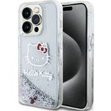 Hello Kitty Plast Mobiltilbehør Hello Kitty iPhone 15 Pro Liquid Glitter Charms Cover Gennemsigtig