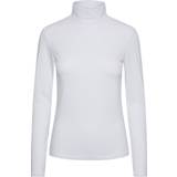 Bomuld - Dame - Polotrøjer Sweatere Pieces Roller Collar Embroidered Knitted Top - Bright White